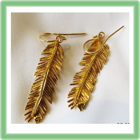 Silver gold plated real Rose Leaf Earrings